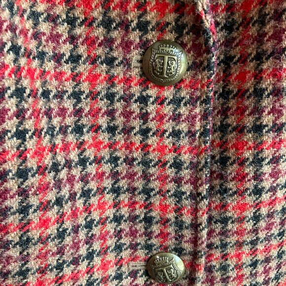 Talbots 20W Aberdeen Blazer Houndstooth Wool Bl Burgundy Old Money Classic - Picture 5 of 14